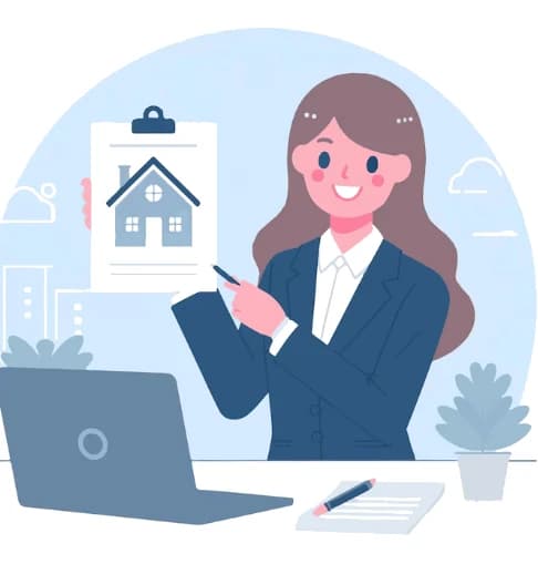 Illustration of a woman recommending a home service